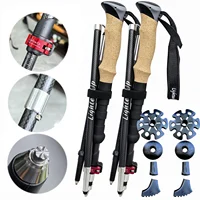 Expandable Carbon Fibre Outdoor Trekking Poles EVA Cork Quick Adjustable Locks Walking Sticks Ultralight Poles for Men Women 1