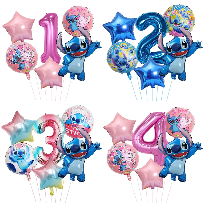 디즈니 블루 핑크 릴로 & 스티치 모양의 호일 풍선 32 