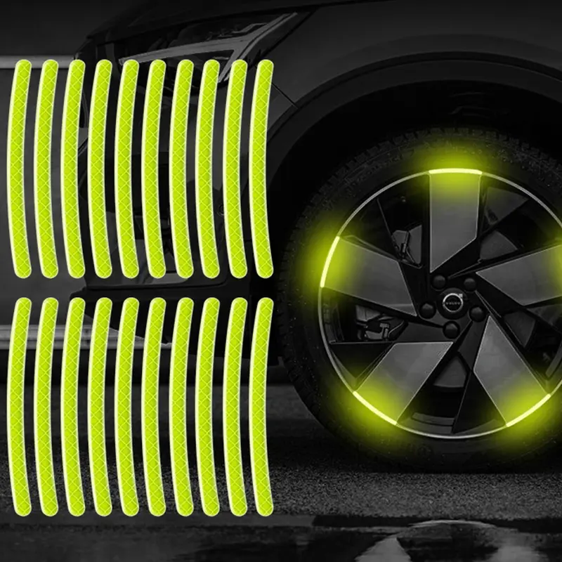 20pcs Car Wheel Hub Reflective Sticker Tire Rim Reflective Strips Luminous for Night Driving Car Bike Motorcycle Wheel Sticker - Image 11
