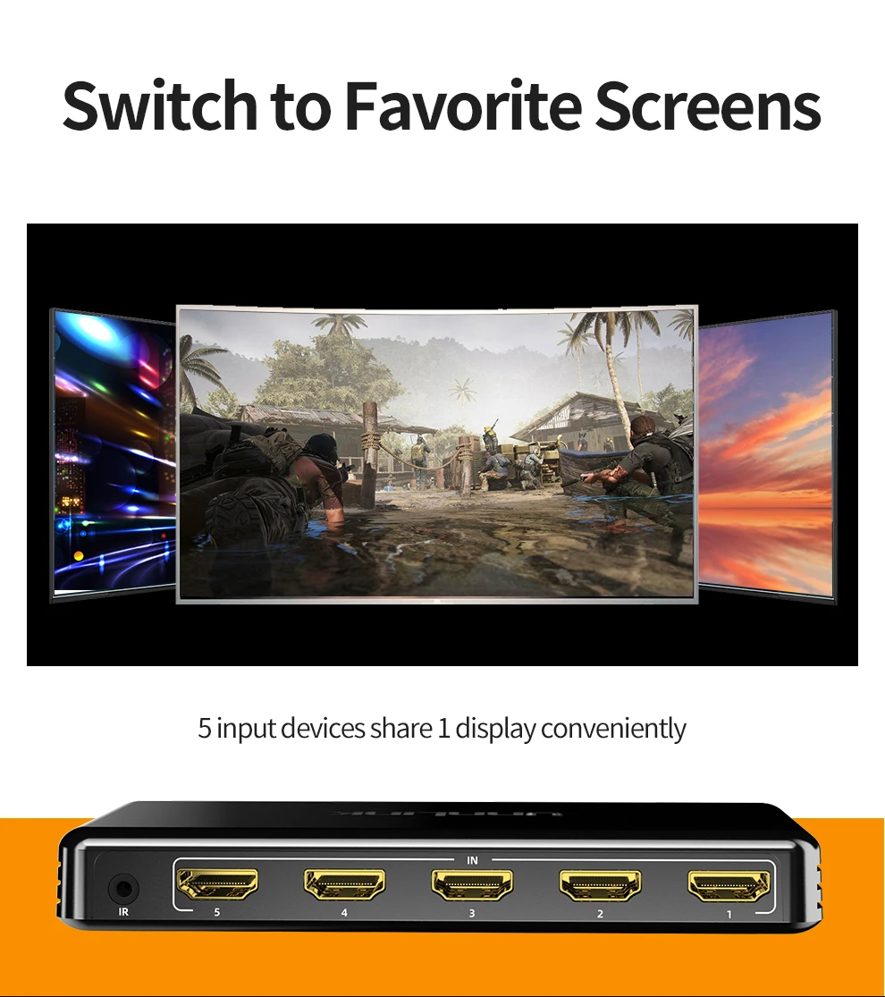 Switcher, 5 em 1, 4K, 60Hz, 5x1,