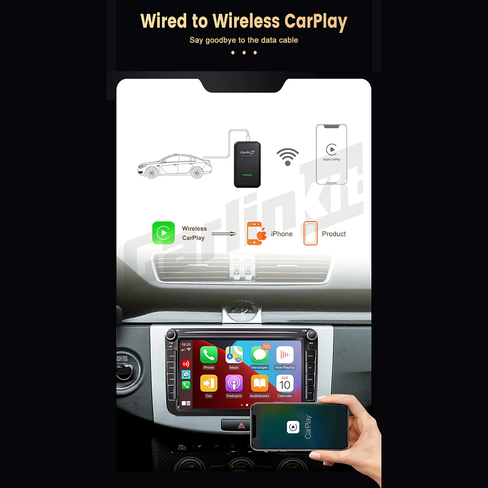 CarlinKit 3.0 Wireless CarPlay Adapter Wired to Wireless Android Auto  Dongle Smart Car Ai Box for iOS & Android WiFi Connect - AliExpress