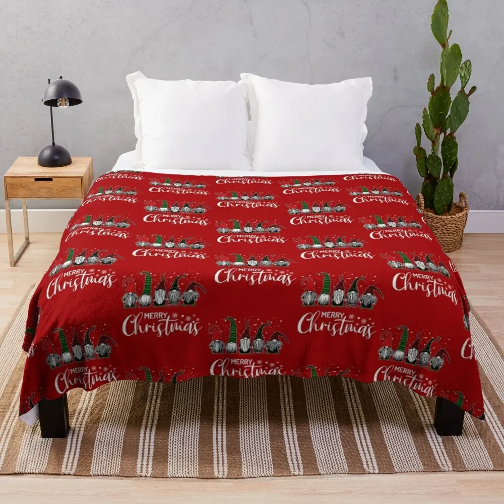 

Cute Xmas Gnomes In Plaid Hats Merry Christmas Gift Fabulous Gnome Graphic Throw Blanket Bed Luxury St Sofas Blankets