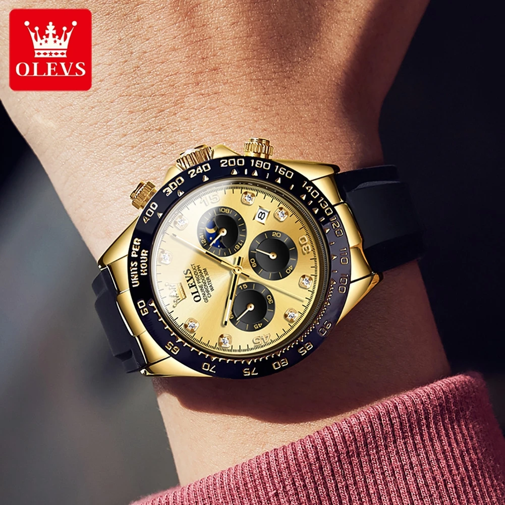 OLEVS Gold Men's Luxury Luminous Waterproof Chronograph Watch