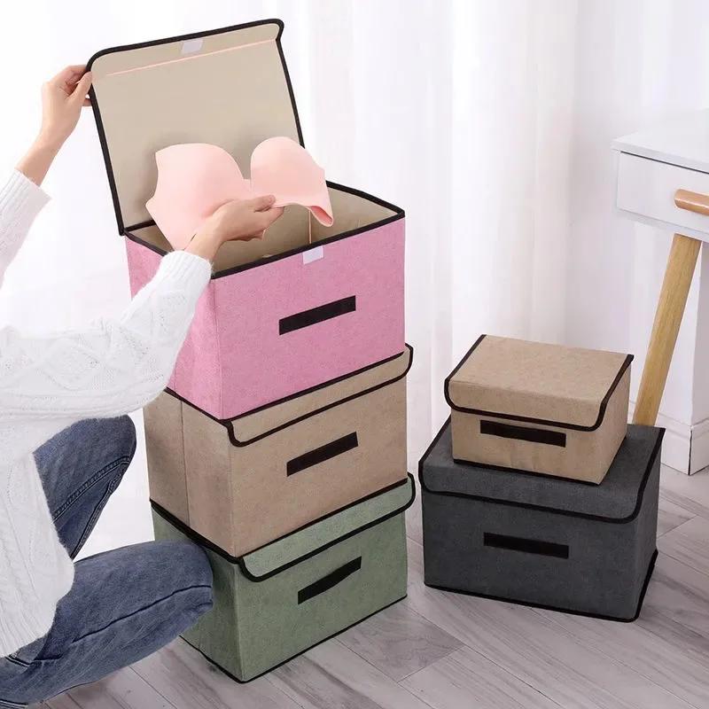 Fold Non Woven Fabric Storage Box Gray Home Supplies Clothing Underwear Sock And Kid Toy Storage Organizer Cosmetics 4