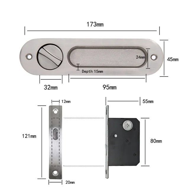 YOUTHUA Sliding Door Lock Handle Antitheft with Keys Zinc Alloy