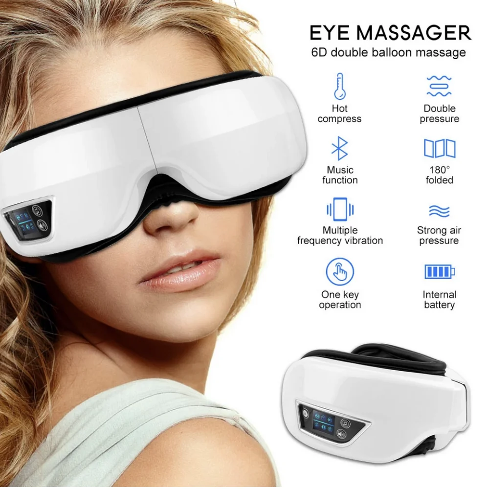 Eye Massager 6D Smart Airbag Vibration Eye Care Instrument Hot Compress