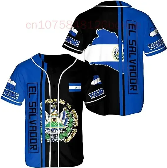 New El Salvador  Custom Name Baseball Shirt Jersey Summer New Fashion 3DPrint Funny Beach Short Sleeve Sport Casual 6