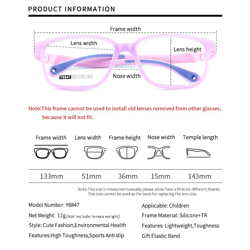 Soft Flexible Kids Eyeglasses Frame Ultralight Integrated