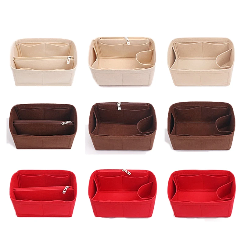 25 30 35 Felt Cloth Insert Bag Organizer Makeup Handbag Organizer Travel Inner Purse Portable Cosmetic Bags 4