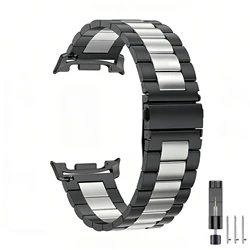 Premium Stainless Steel Bracelet for Smartwatch - Elegant Metal Strap (Black Silver)