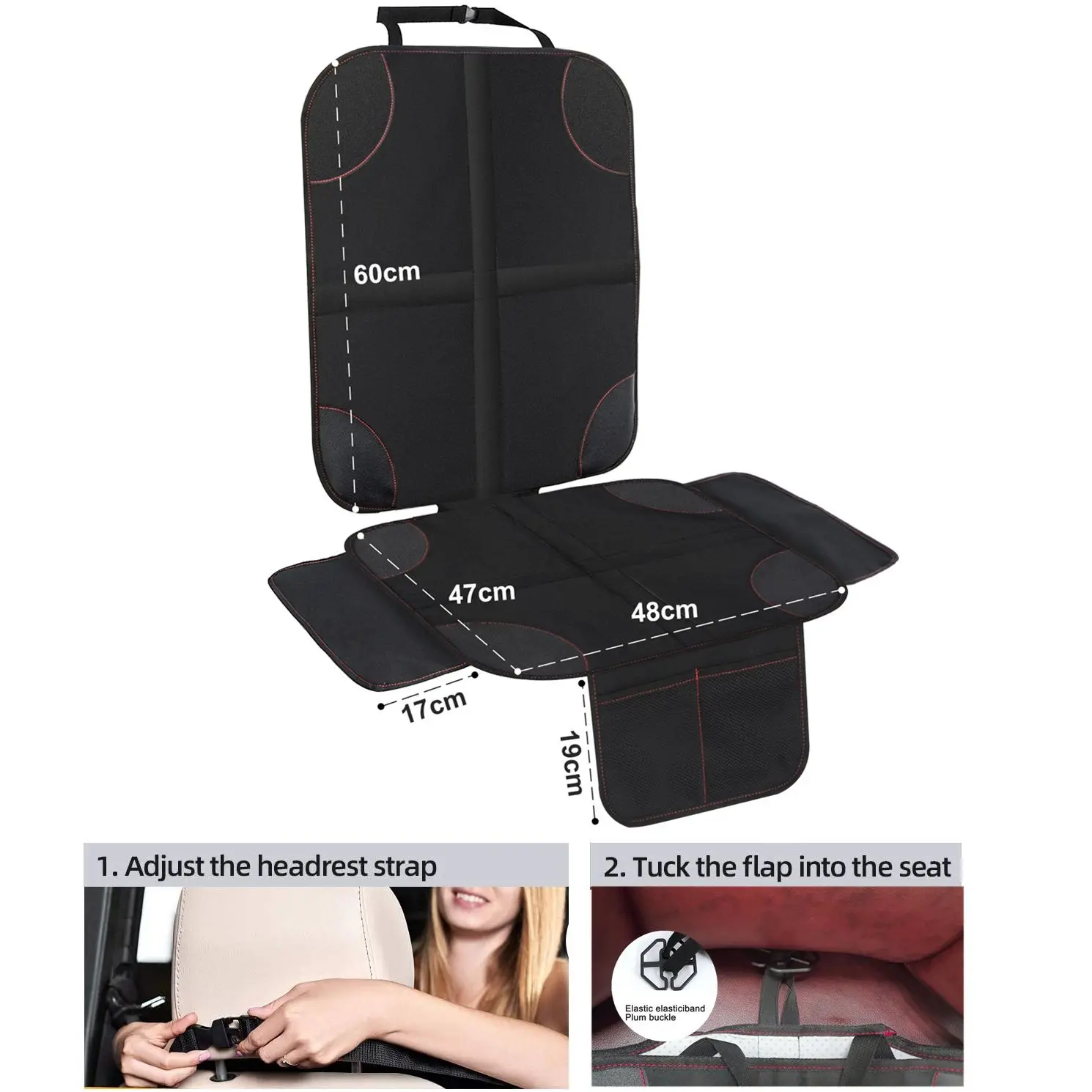 

Car Seat Cover Protector for Children Kids Baby Backseat Organizer Auto Cushion Pad PU Leather Storage Pockets Seat Protection