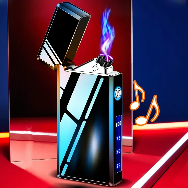 2024 Type-C Rechargeable Electric Double Arc USB Lighter Metal Touch Sensitive Outdoor Windproof Flameless Plasma Lighter Gift