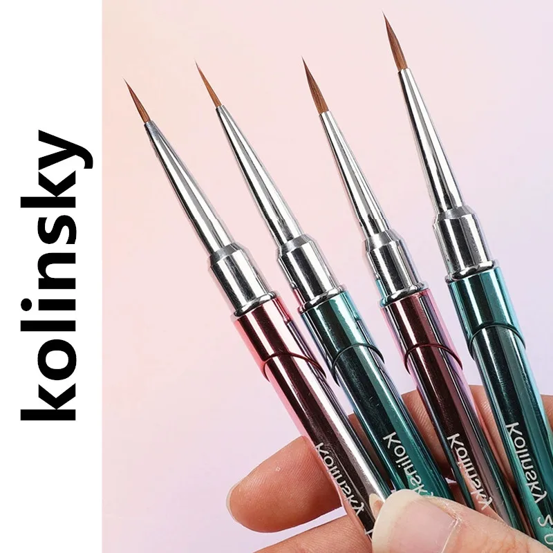 Kolinsky 네일 크리스탈 조각 UV 젤 펜, 매니큐어 브러쉬 키트, 네일 아트 페인팅, 3D 매니큐어 그리기 페인트, Pe..