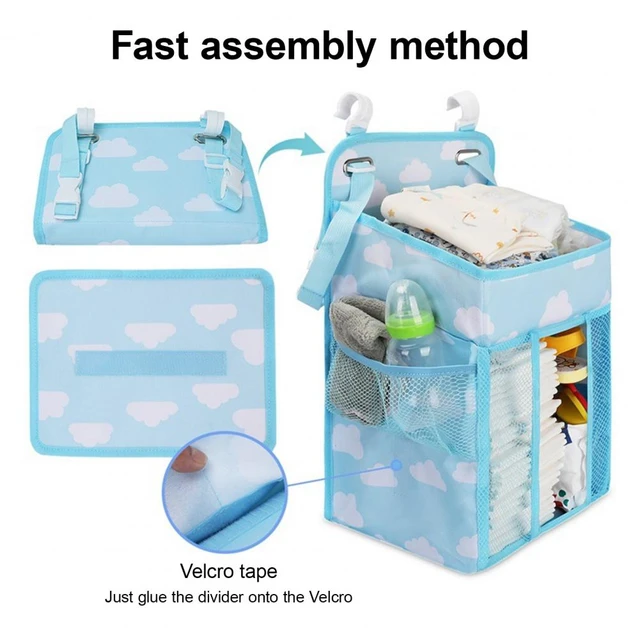 Baby Diaper Hanging Bag With 4 PE Board 2 Hook Cloud Pattern Baby