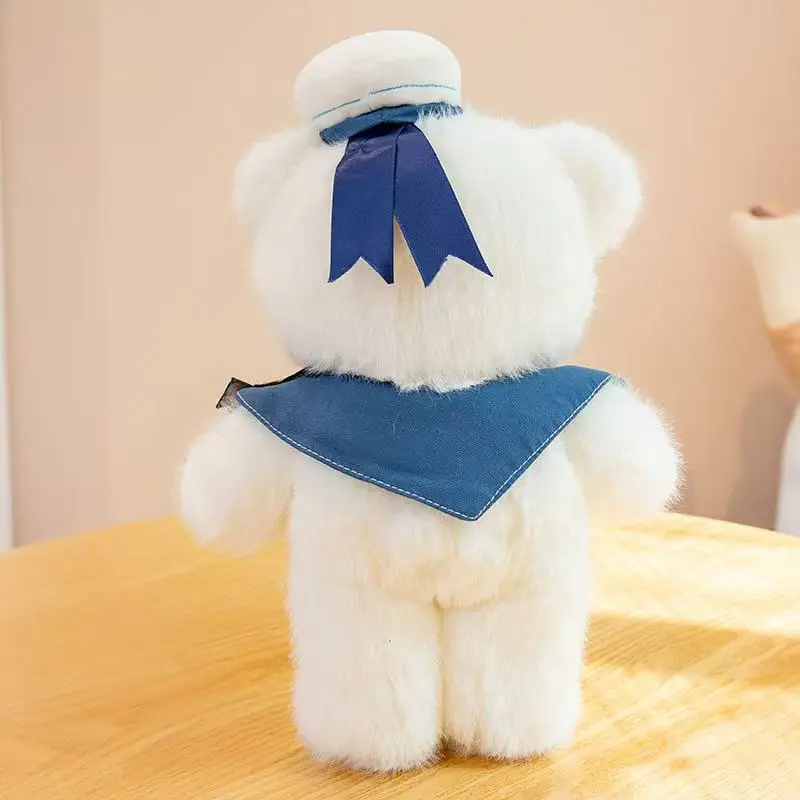 New 1pc 30cm Cute White Bear Plush Toys Cartoon Navy Uniform Stuffed Animal Doll Lovely Children Accompany Birthday Xmas Gift