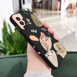 Elegant Abstract Plants Phone Case - Nature-Inspired Design for Samsung A56 (Black)