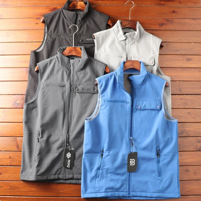 Outdoor Golf Vest Men Lightweight Softshell Fleece-Lined Vest Windproof Sleeveless Jacket for Travel Hiking Running Sports Vests