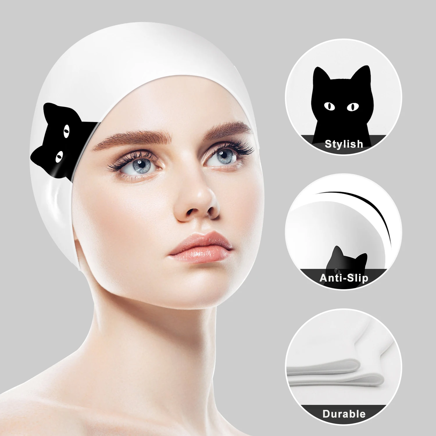 Silicone Swimming Cap For Long Hair Women Swimming Pool Cap Waterproof