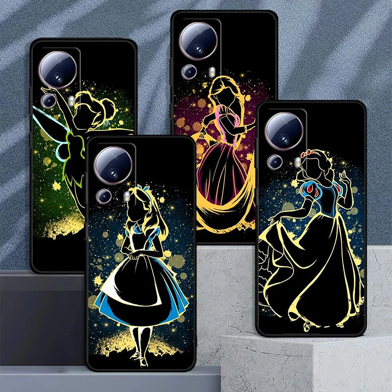 

Elsa Ariel Princess Disney For Xiaomi Mi 13 12 11 10 11T 10T 9T 9 8 Note 10 Ultra Pro Lite TPU Soft Silicone Black Phone Case