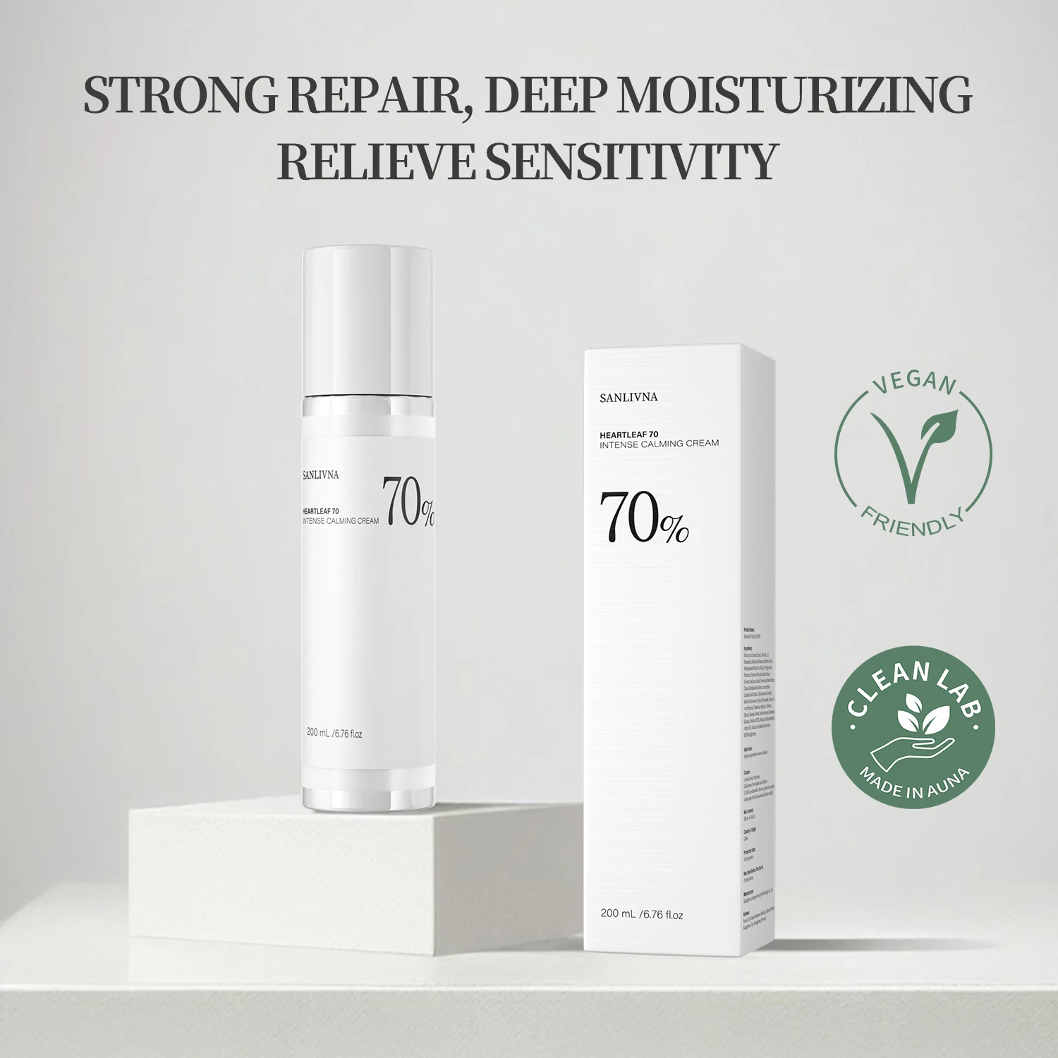 Heart Leaf 70 Lotion Cream Hyaluronic Acid with Vitamin B12 Naturally Pigmented Face Moisturizer for Sensitive Skin facial cream