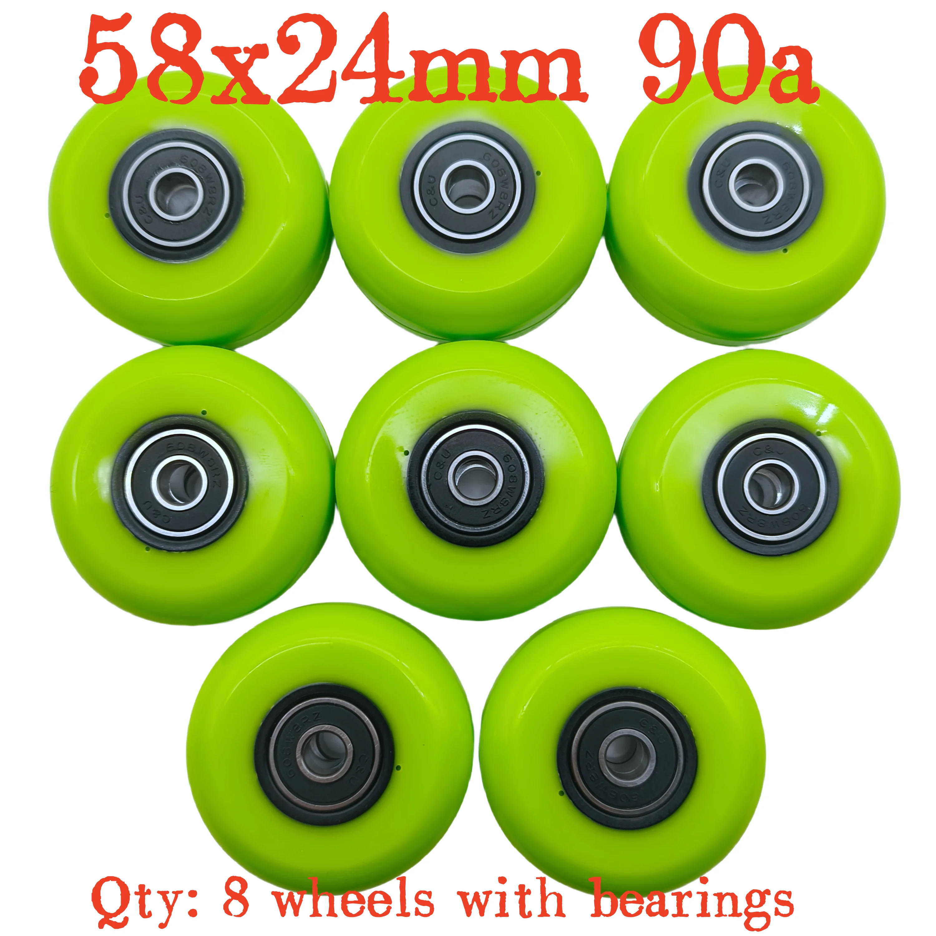 Skate Wheel 8pcs 58x24 mm 90A skateboard wheel,roller skates wheels