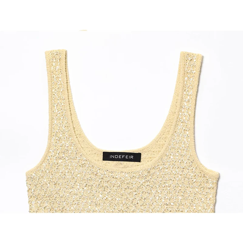Sequin Knitted Top Women 2025 Summer Crop Tops For Women Backless Slip Short Tops Streetwear Sexy Party Top