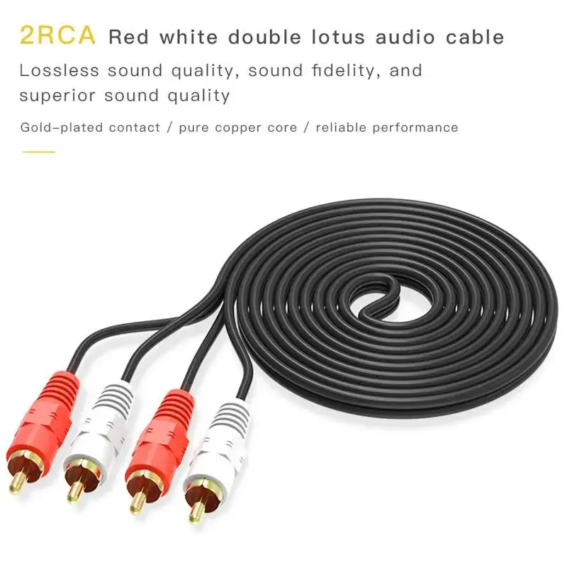 2RCA Male to 2 RCA Male Audio Video Cable RCA Audio Splitter Cable for DVD Sound TV box Louder 1.5M 3M 5M Robotsky
