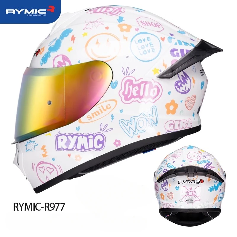 thumbnail image 1 of Casco de motocicleta RYMIC para mujer, con certificación DOT ECE, para carreras, para montar en carretera, color rosa, para DUKADI y Honda, 1 of 5
