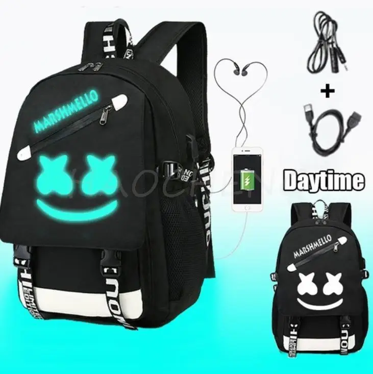 Batohy DJ marshmello pro teenager plátna černá cestovní pytle studenti notebook brašna chlapci dívčí záda na škola mochila sac lodni disk operating system