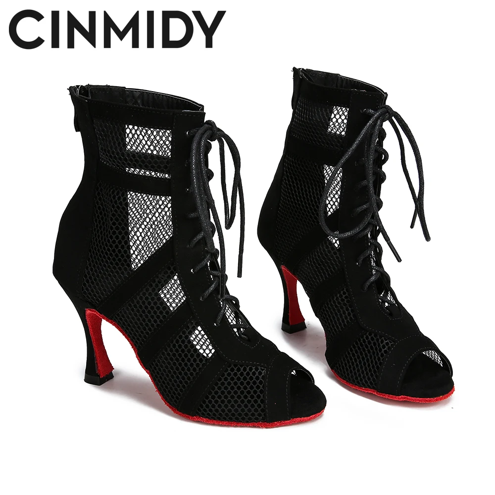 Lace Up Dance Shoes Women Red Sole Latin Dance Shoes Black Ballroom High Heels Tango Modern Jazz Boots dance shoes