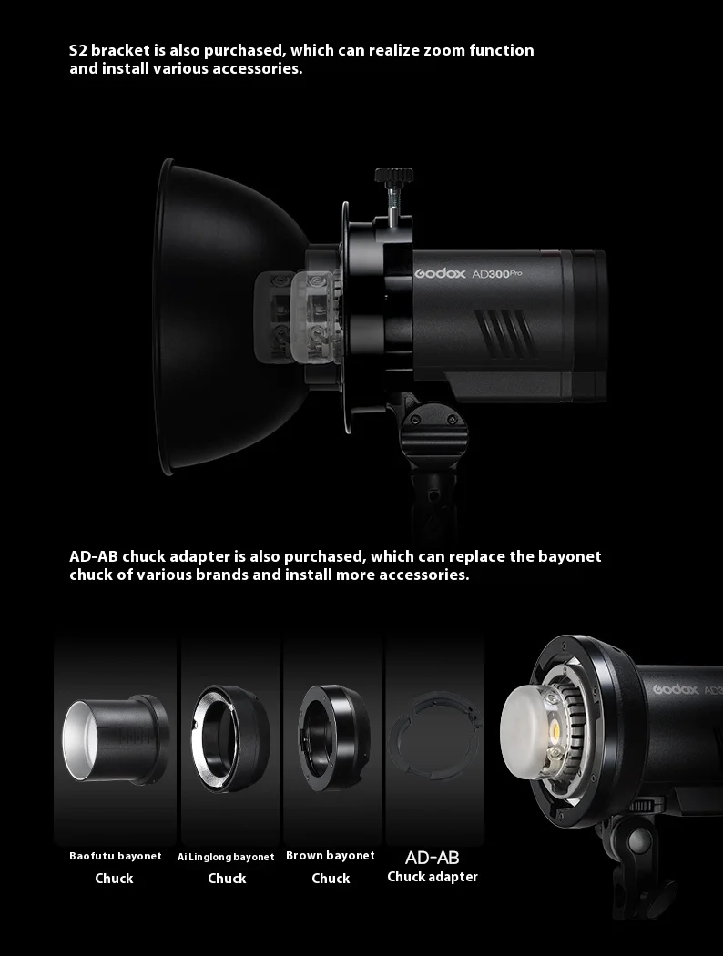 Godox AD300 Pro TTL 2.4G 300Ws 1/8000 HSS Outdoor Flash Light with Battery for Canon Nikon Sony Fuji Olympus Pentax on camera flash camera flash
