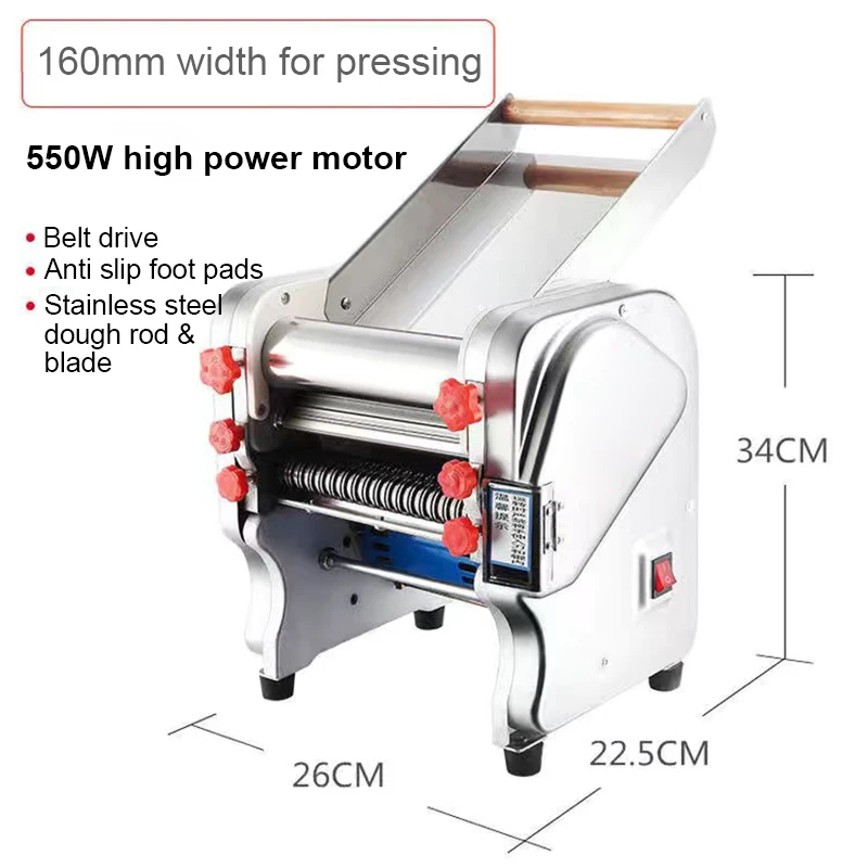 JIQI Electric Noodle Pressing Machine Commercial Stainless Steel Spaghett Noodle Maker Roller Dough Cutter Wonton Dumpling EU US