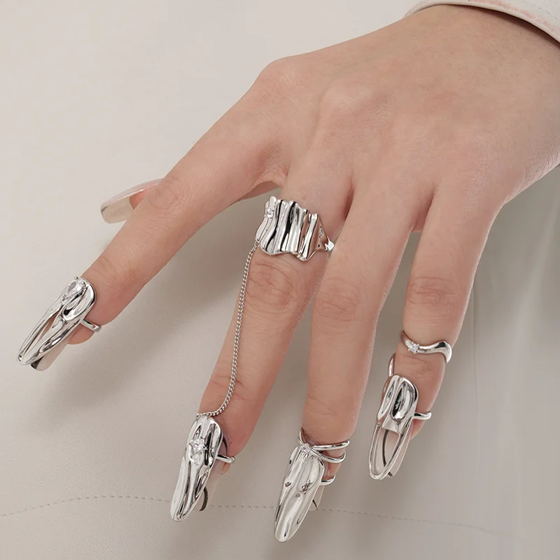 FanYin Metal Nail Art Ring Set Combination Joint Ring for Women INS