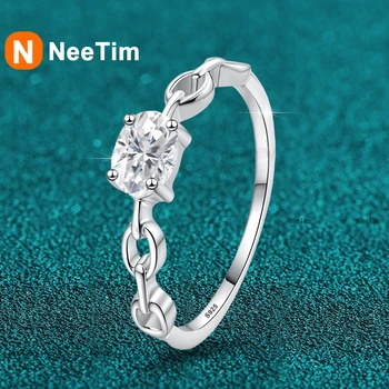 Home 14 NeeTim 0.5ct D Oval Cut Moissanite Ring for Women 925 Sterling Silver Lab Diamond Engagement Wedding Rings Jewelry Bands GRA