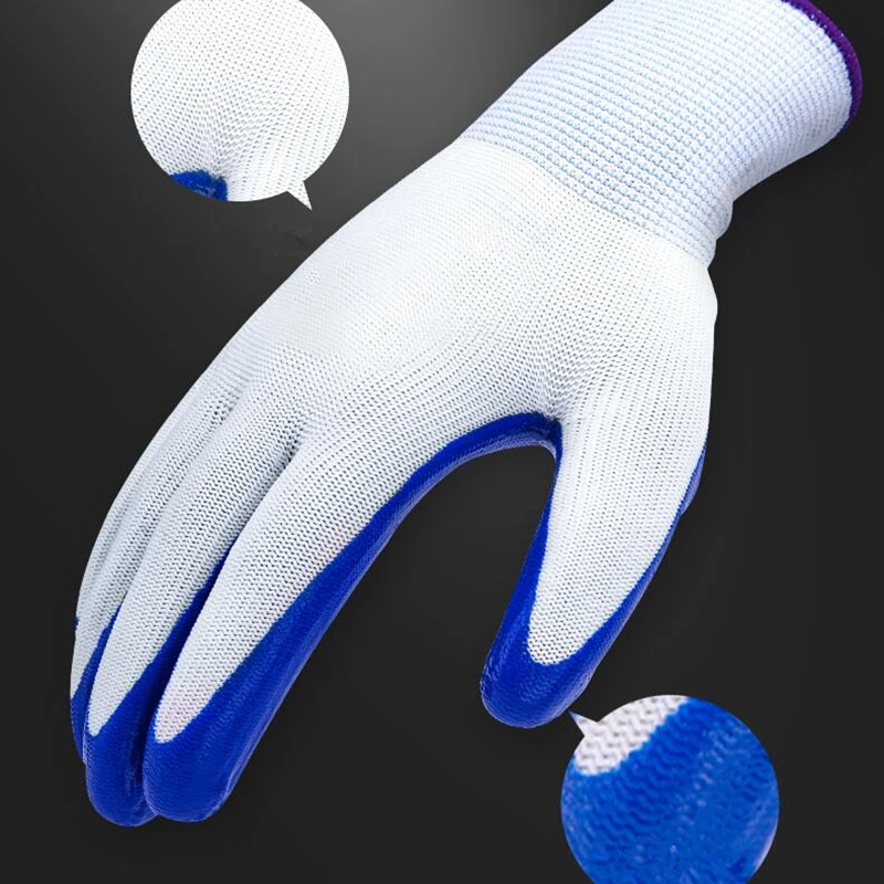 Nitrile Coating Safety Rubber Gloves Oil-Proof Non-Slip Work Gloves For Outdoor Garden Building Construction