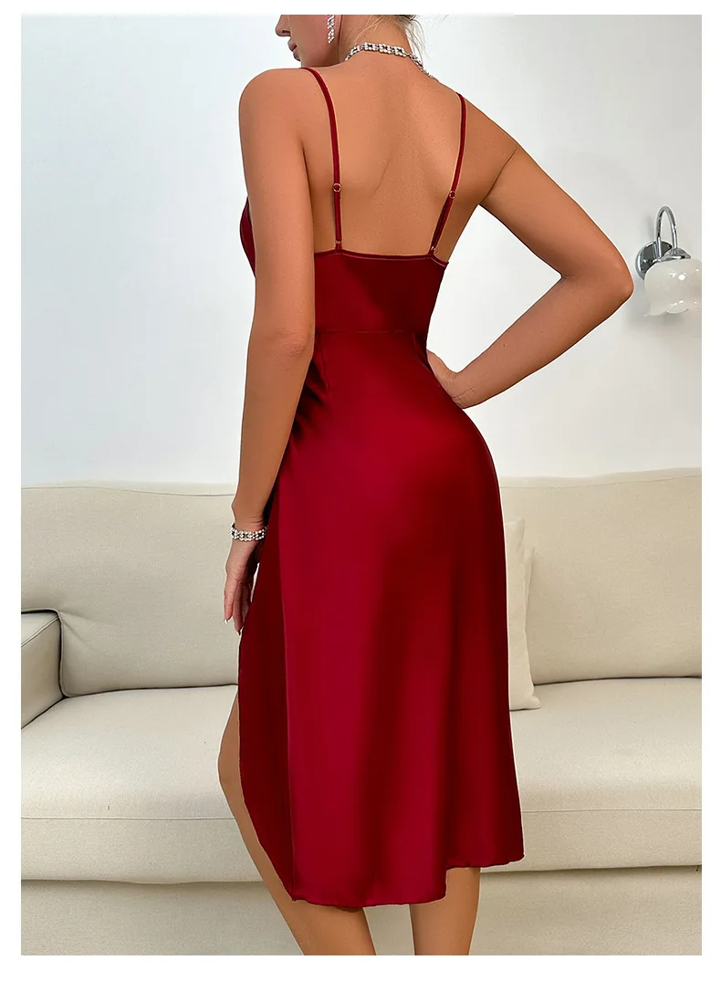 Women Sexy Slip Dress Camisole Nightgown Summer Solid At Home Babydolls Cozy Sling Nightdress