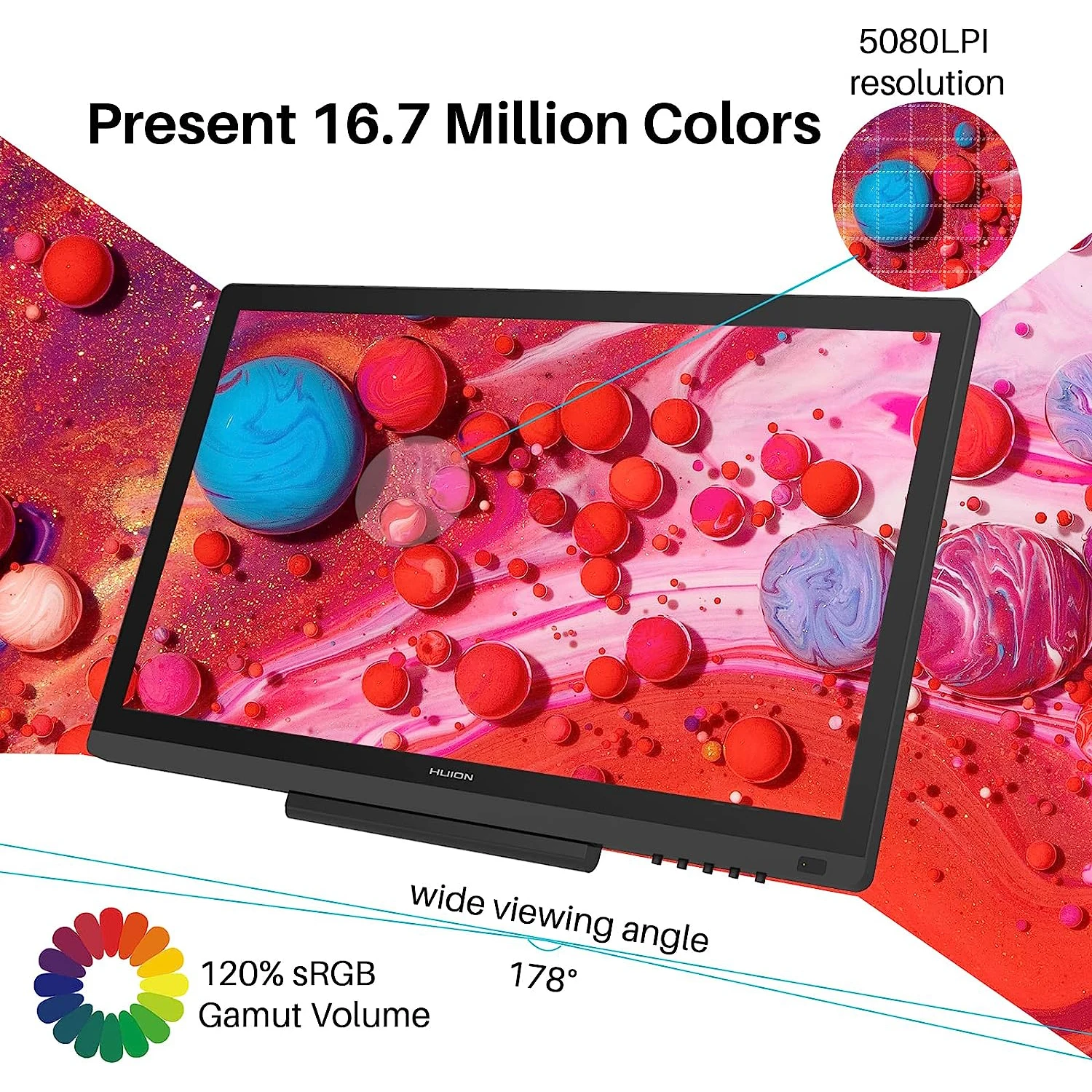 Kamvas 20 Huion Graphics Tablets AG Glass Screen 19.5 Inch Drawing Tablet Display 120% sRGB Tilt Function Battery-Free Stylus - Image 6