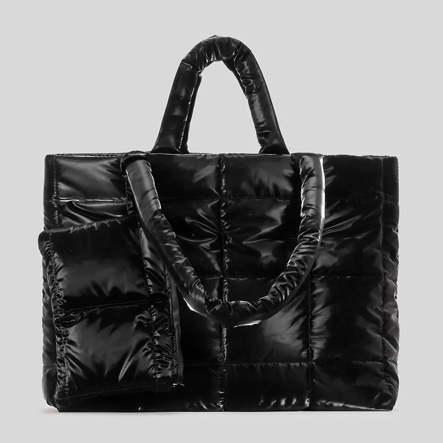 Fashion Ladies Tote Handbags Large Capacity Cotton Padded Top-handle Bags Rhombus Purses Handbags Quilted Solid for Office Work