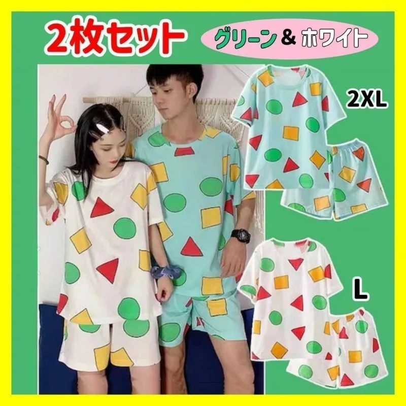 Summer Casual Couple Pajamas Set Cute Cartoon Print Short-sleeved Sleepwear Daily Fashion Loose Home Pajamas Japanese pajama sets