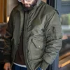 Maden Mens CWU-45P Bomber Jackets Autumn and Winter Windproof Thickened Coat Orange Lining High-density Waterproof Fabric Jacket 4