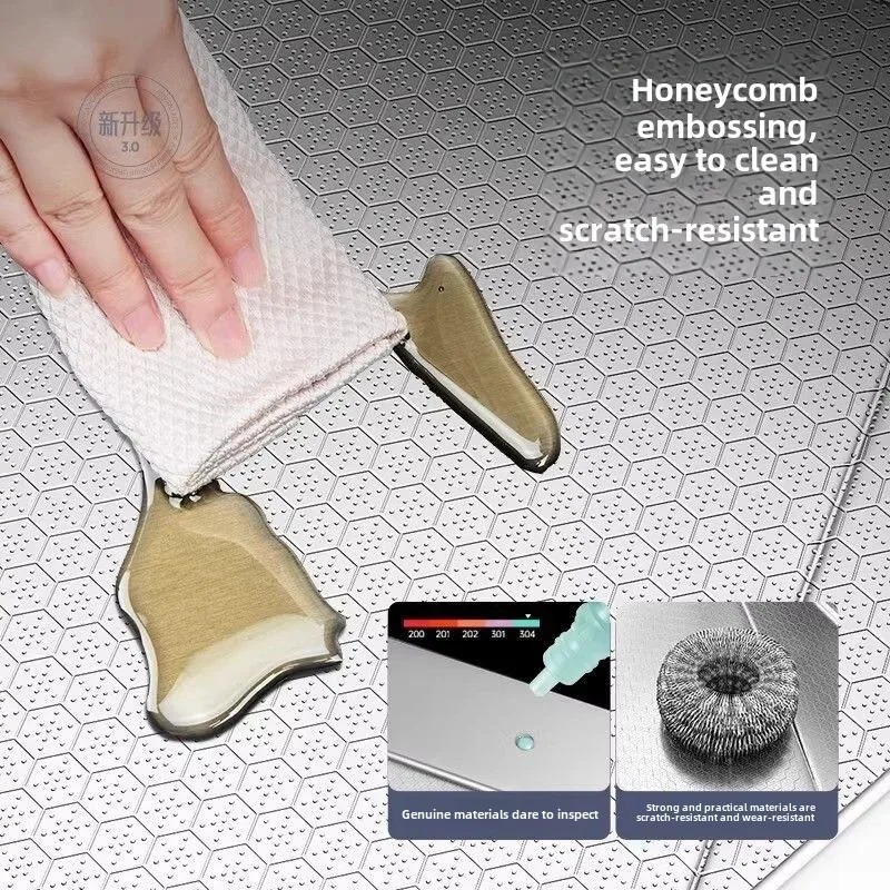 304 Honeycomb Textured Kitchen Sink Large Single Bowl Thickened Countertop Household Washing Basin Undermount Dishwashing Sink