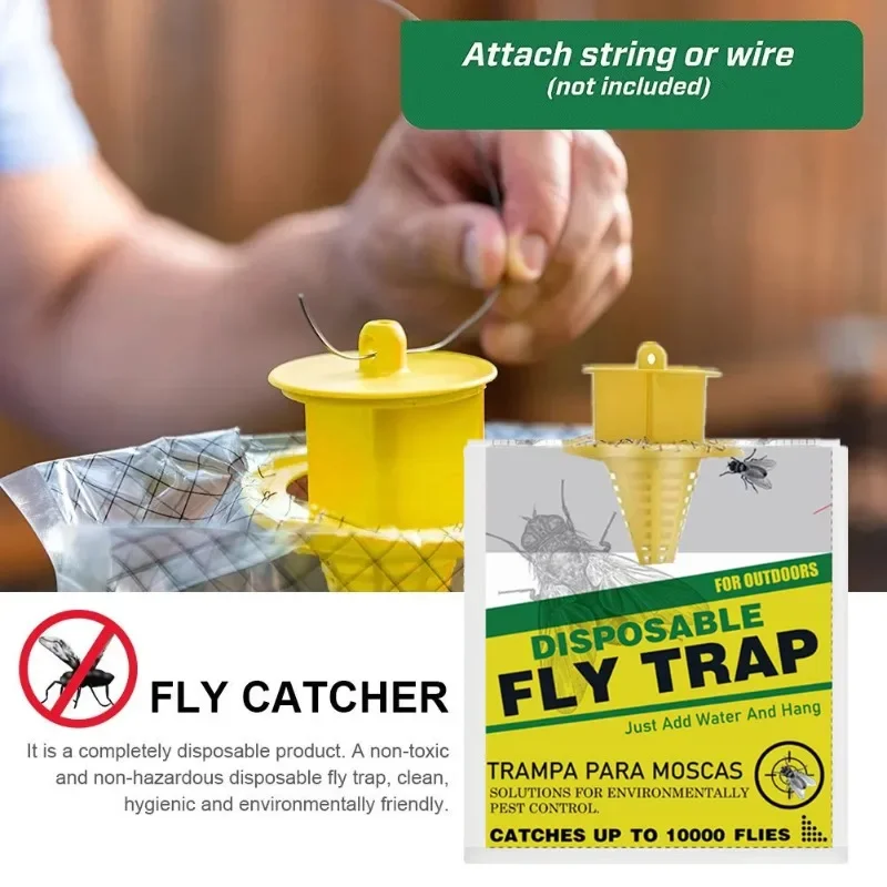 3/6pcs Hanging fly bag, disposable fly bag, mosquito trap, hanging non-toxic, suitable for parks/canteens/restaurants