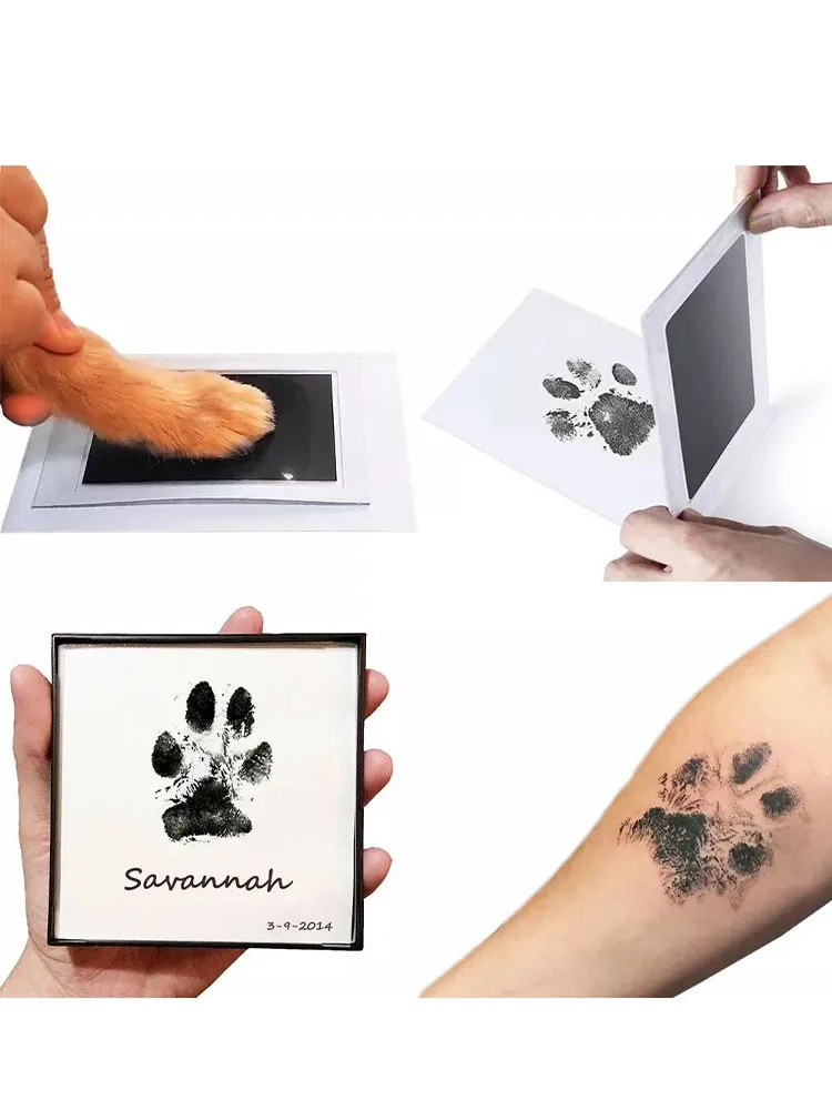 Pet Cat Dog Paw Print Kit di inchiostro Pad Sicuro Non tossico Impronte di bambini Doccia neonato Handprint Facile fai da te Touch Souvenir per animali domestici senza inchiostro - immagine 3