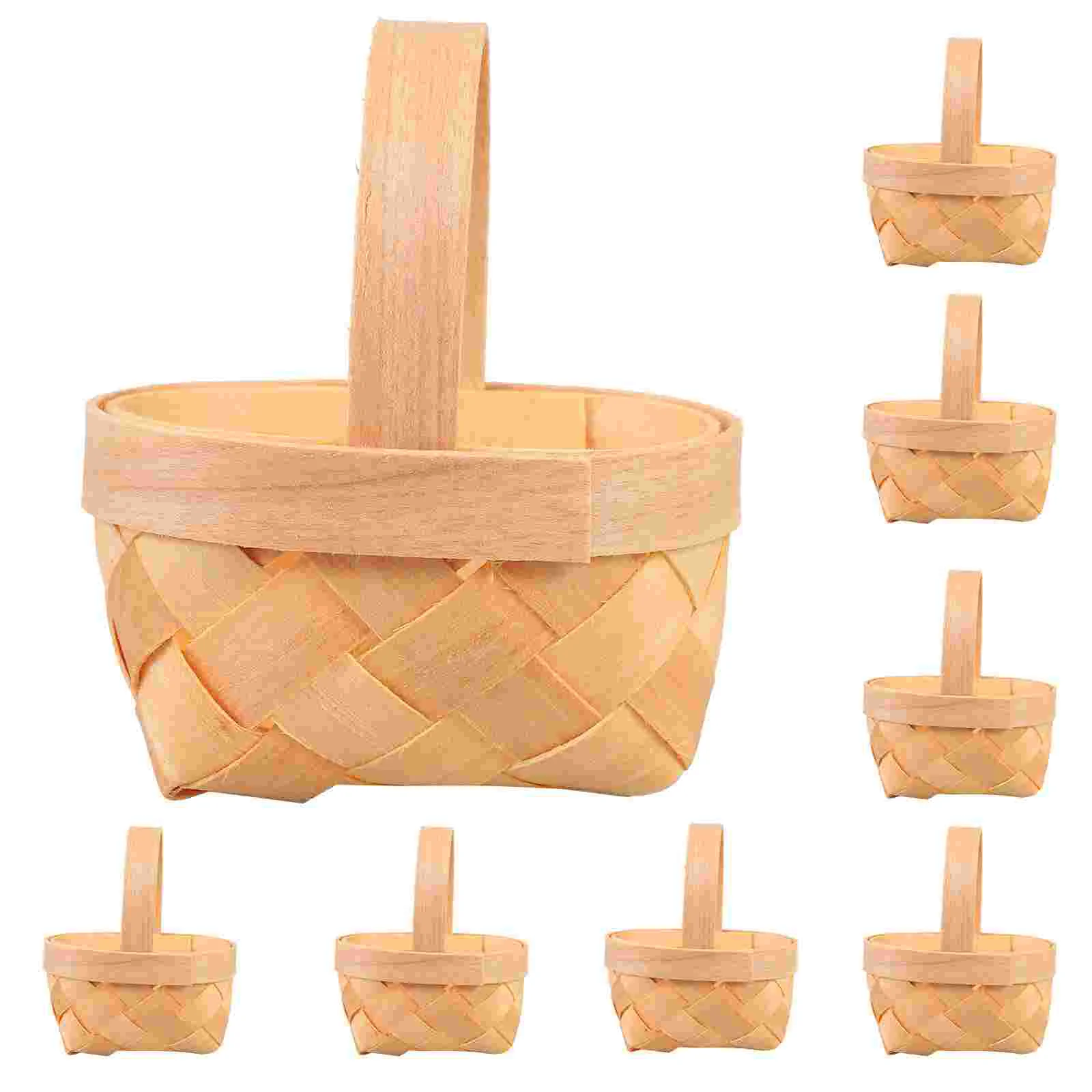 20 Pcs Wood Chip Candy Hamper Mini Basket Fruit Flower Girl Wicker Holder Small Woven Baskets Chocolate Gift Wooden Child 6