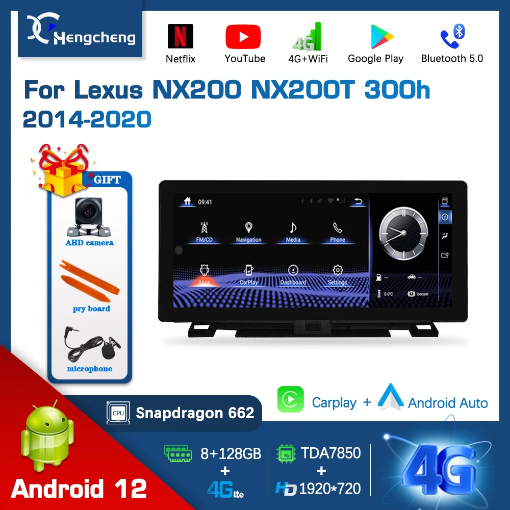 

10.25inch For Lexus NX200 NX200T 300h 2014-2020 Car Multimedia Player GPS Navigation Android12 4G Carplay Auto Stereo 360camera