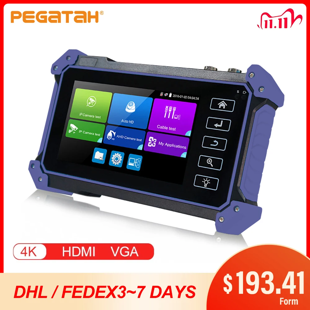 4K Ip Cctv Tester Ipc-5200 Plus 5 Pollici 8Mp Cctv Monitor 6 In 1 Ip Ahd Cvi Tvi Cvbs Sdi Camera Tester Con Hdmi Vga In/Out Iptv