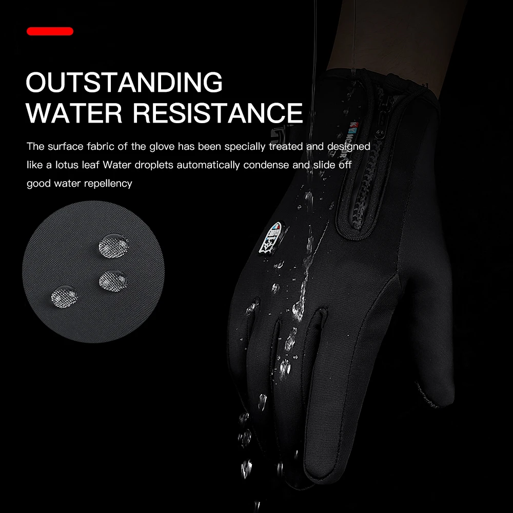 Winter Warm Gloves Windproof Anti-Slip Motocycle Gloves Thicken Plush Thermal Waterproof Touchscreen Reflective Driving Gloves