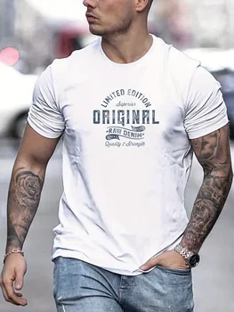 Man short sleeve T-shirt Letter Print Round Neck Breathable Streetwear Oversized Tee Casual Fashion High quality Clothing 2