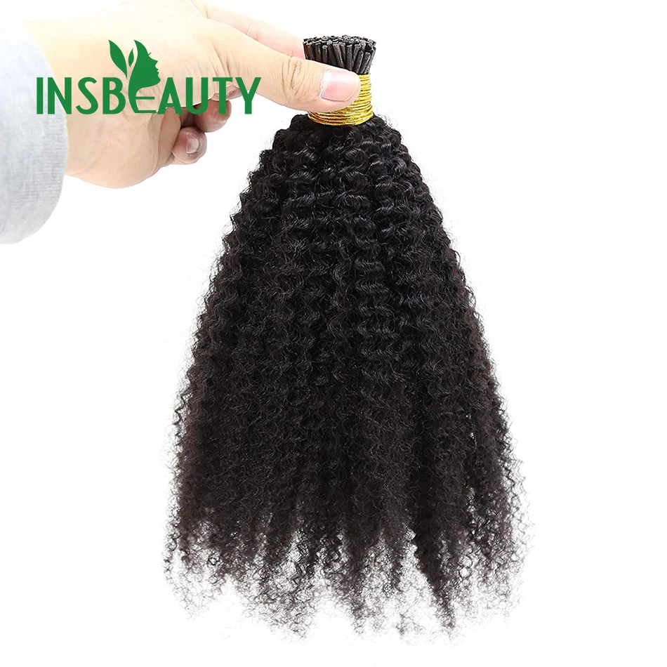 Kinky Straight I Tip Hair Extension Human Hair Brazilian Itip Human Hair Stick Tip Hair Extensions - Image 2