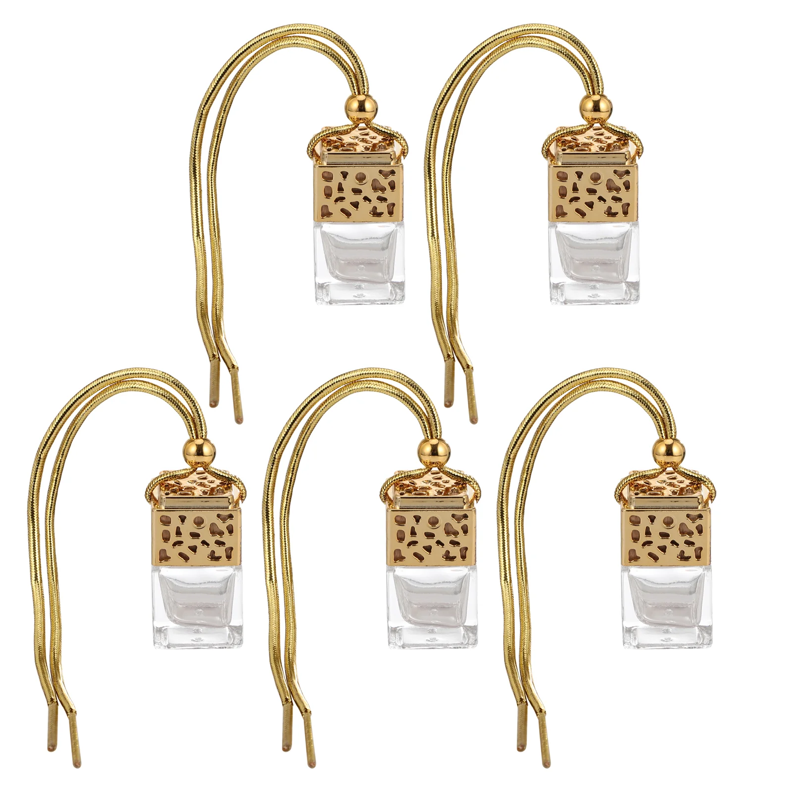 

5 Pcs Perfume Hanging Empty Bottle Car Ornament Pendant Travel Decor Square Interior Diffuse Glass Essential Oils Fragrance